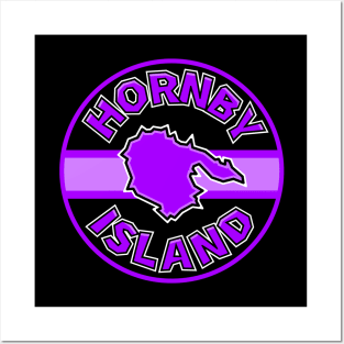 Hornby Island, BC Round Text in Bright Purple - Violet - Hornby Island Posters and Art